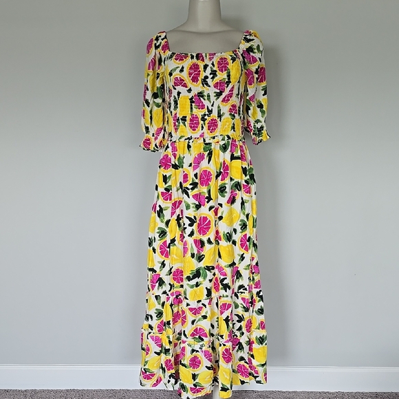Steve Madden Challis Grapefruit print Midi Dress-L - Picture 1 of 10